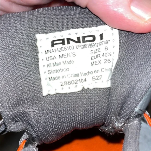 AND1 Men's Charcoal and Orange Athletic Shoes - Picture 7 of 9